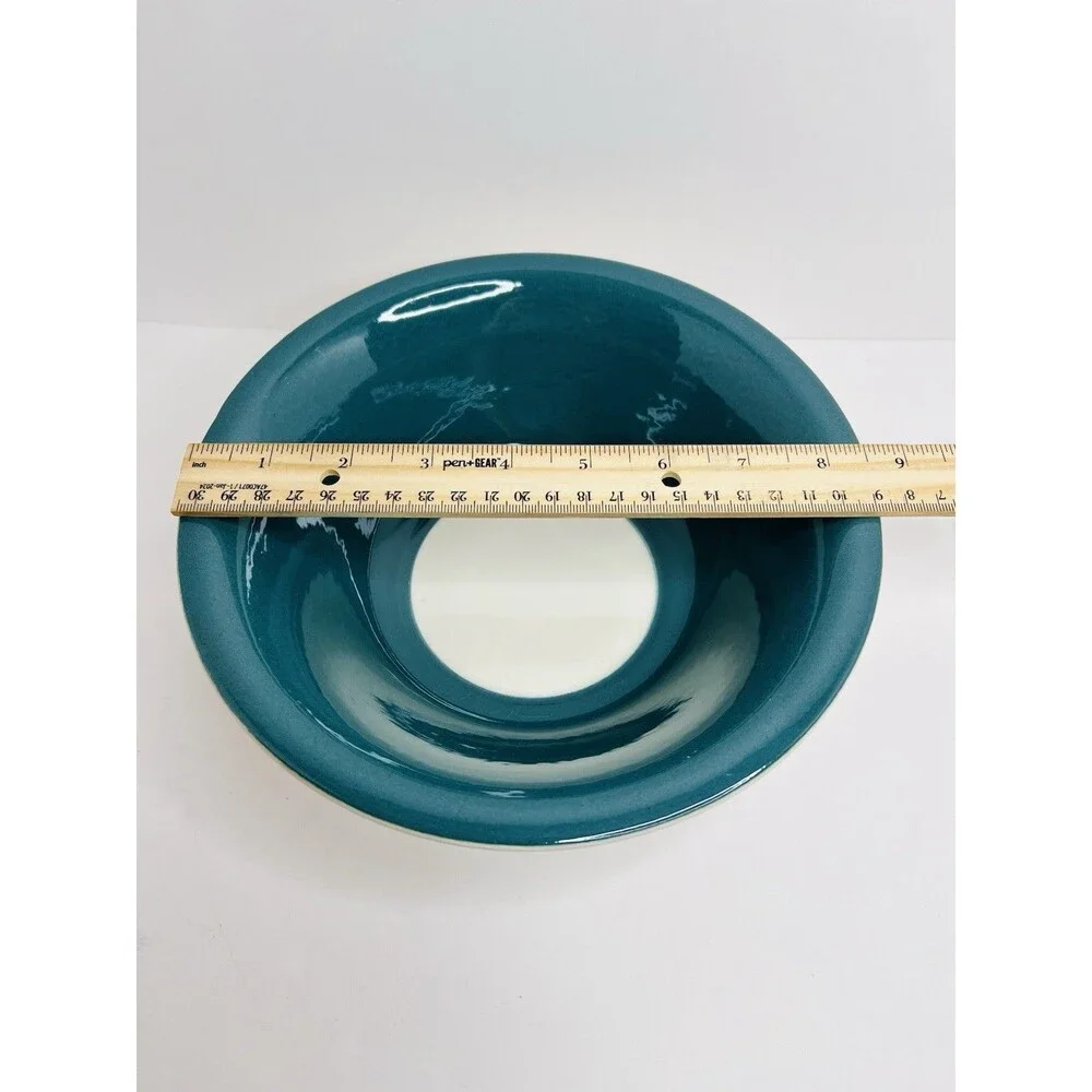 Vintage Teal Stoneware Pasta Bowl 8.5” Salad Bowl Blue Green Modern Ceramic